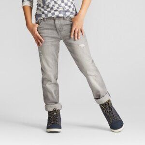 Boys' Distressed Straight Fit Denim - Cat & Jack™ Gray 12